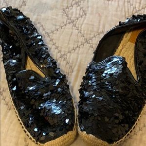 Black sequined espadrilles